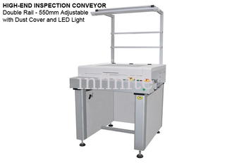 Hoogwaardige PCB-inspectietransportband met stofkap en LED-licht 550 mm maximale breedte
