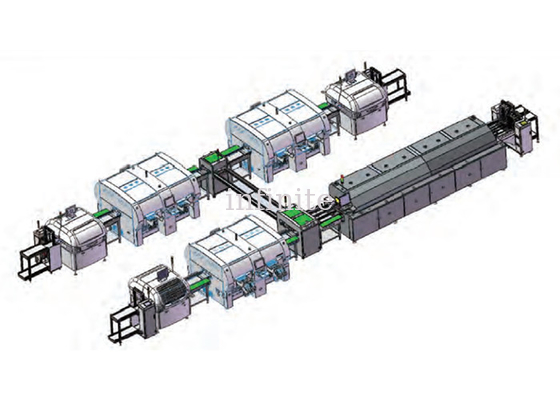 Drie-op-één SMT-assemblagelijn Driedraads dubbelsporige reflow-oven Draaitafelbedrading