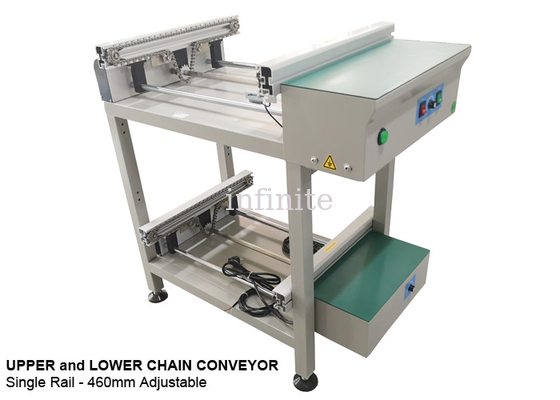 460 mm PCB-kettingtransportband, PCB-bordstapelaar Bovenste bord en lager bord CE